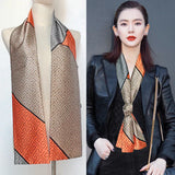 Choice Long Small Women Silk Scarf Tie Decorated
