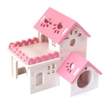 Wooden Hamster Hideout House Squirrel Hedgehog Villa Small