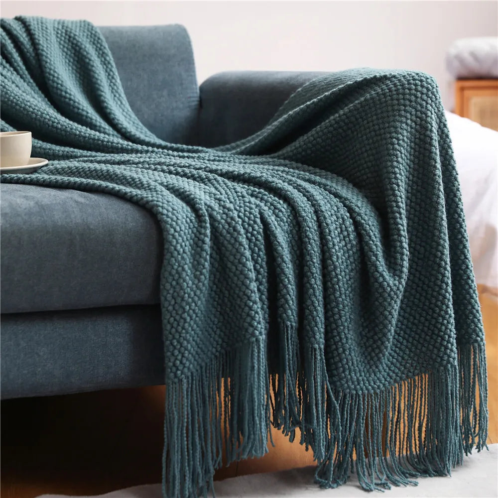 Textile City Corn Grain Waffle Embossed Knitted Blanket