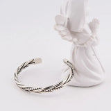 ANENJERY Silver Color Woven Twist Bracelet Bangle For
