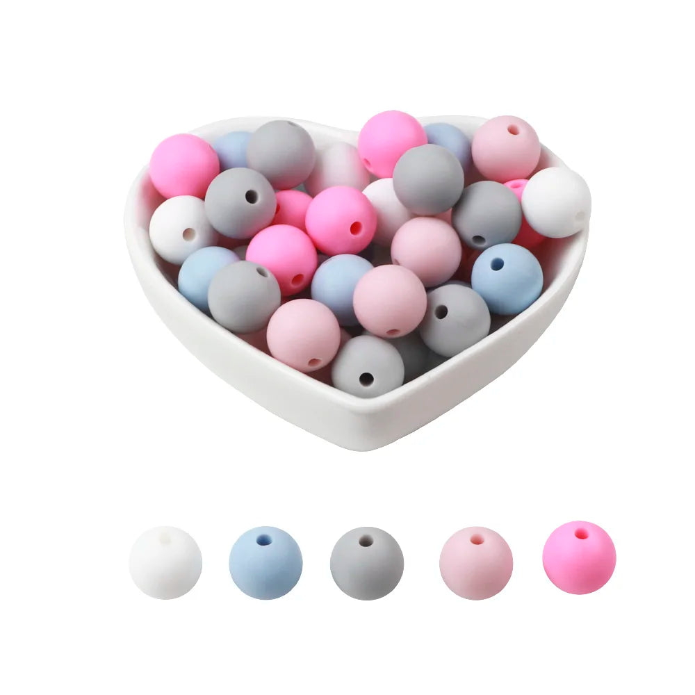 Joepeada 300Pcs/lots 12mm Round Silicone Teething Beads Food