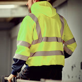 Men Reflective Strip Hoodie Sweatshirt Long Sleeve Fitting