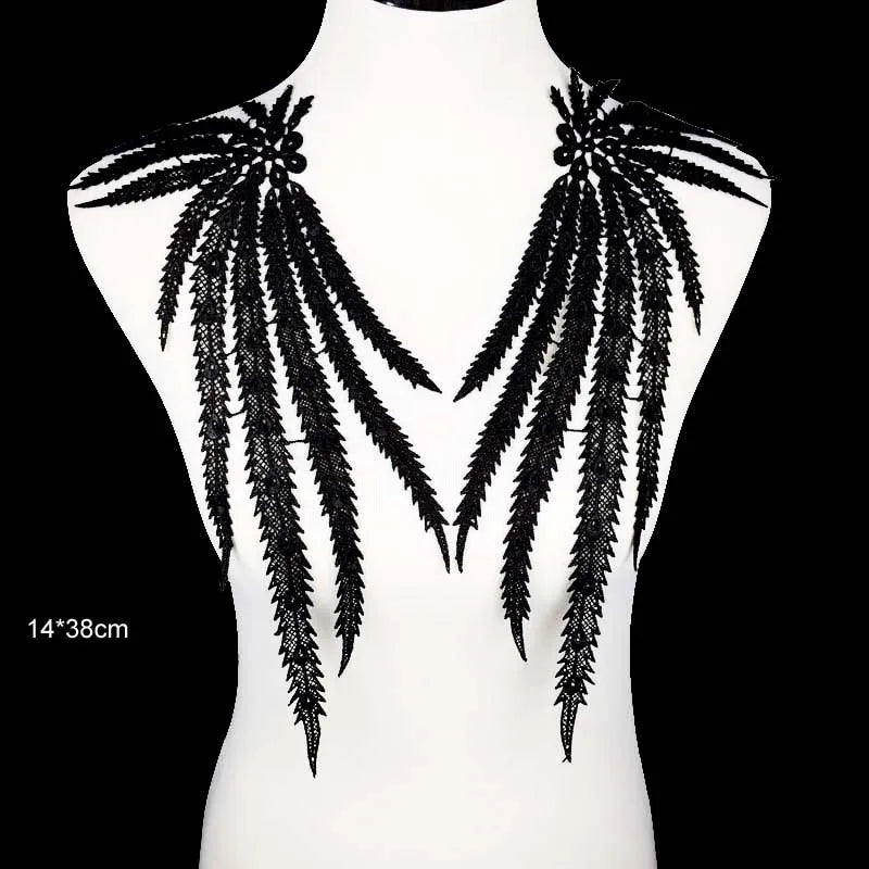 1 Pc Black Flower Neckline Collar Lace Applique