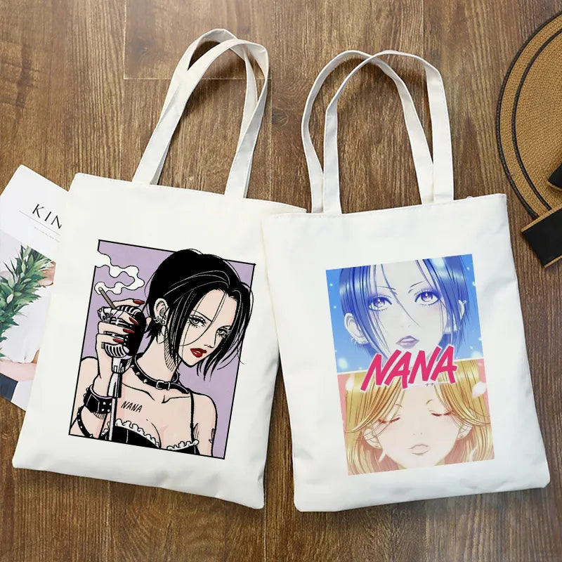 Shopping Bags Nana Anime Manga Nana Osaki And Ren Honjo Tote Bag Harajuku Handbags Shoulder Bags Casual Handbag Women Canvas Bag