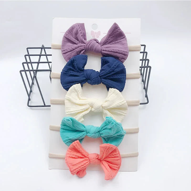 5pcs/Set Bowknot Elastic Hairband Baby Princess Christmas Day