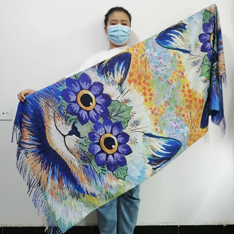 New Cashmere Scarf Women Digital Printing Pashmina Shawl