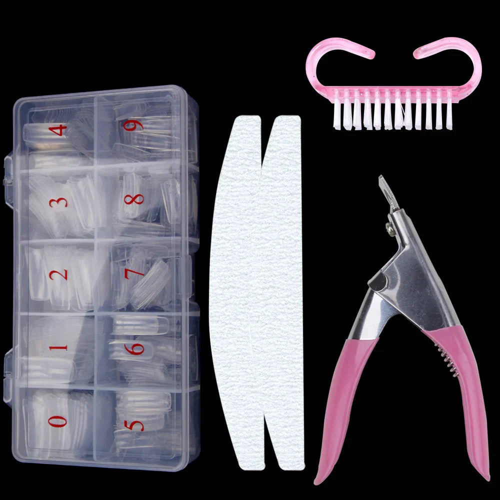 500Pcs/Box False Nails Tips Manicure Kit Nail File