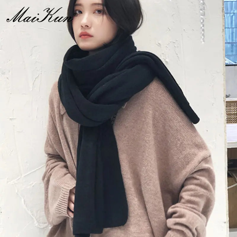 Maikun Thick Warm Scarf For Women Pure Color