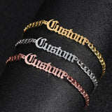 MYDIY Stainless Steel Custom Thick Chain Bangle Personalized Name Bracelet Old English Bracelet Men’s Gift  Brother Gift