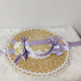 Japanese Lolita Sweet Handmade Straw Sun Hat Lace