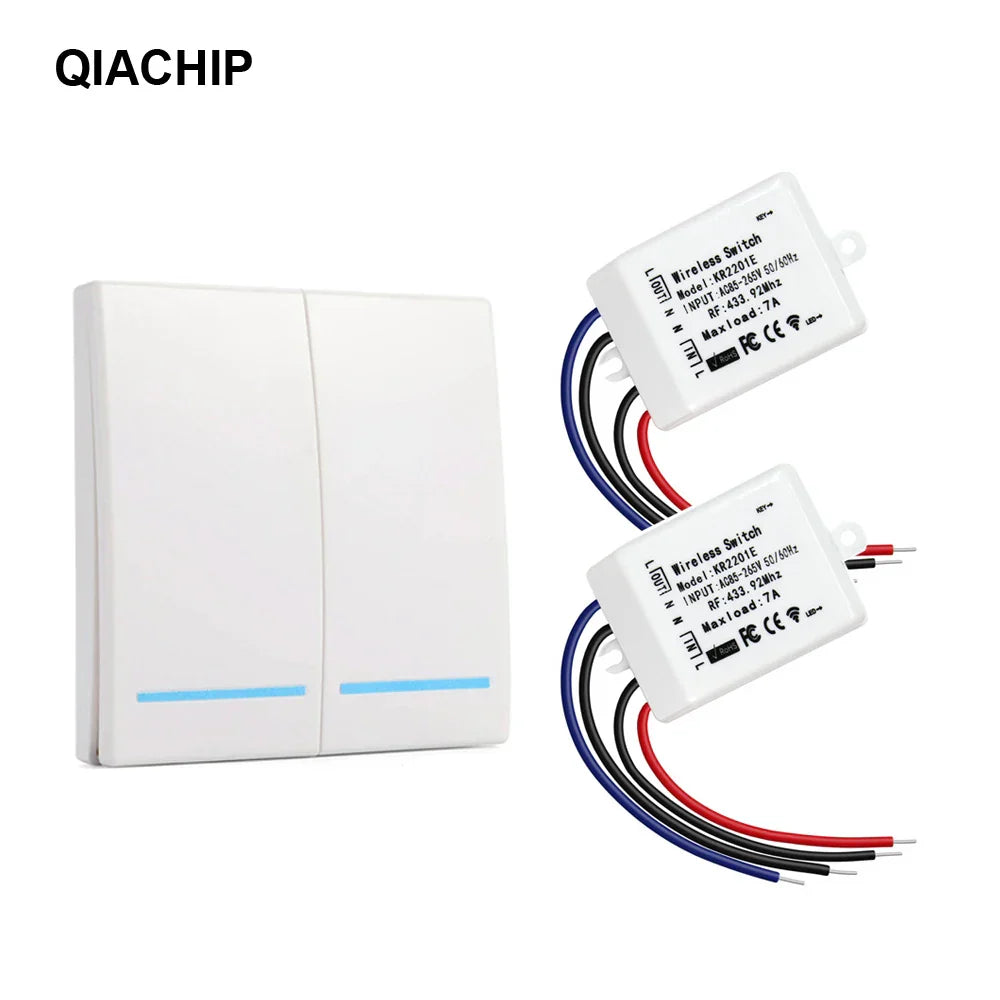 QIACHIP 433.92MHz AC 220V 1 CH Wall Panel