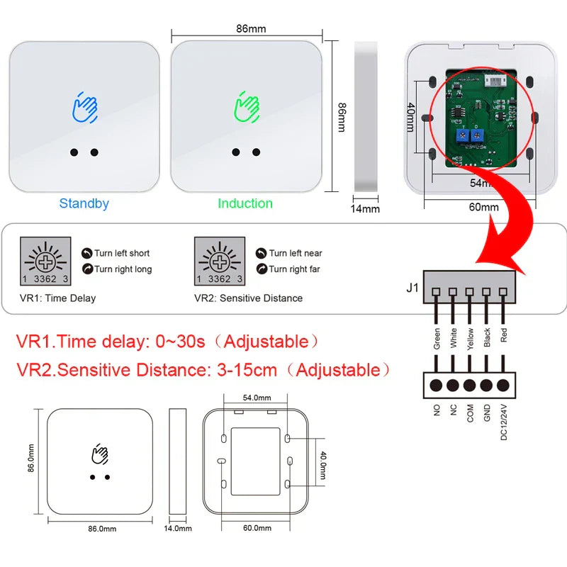 5pcs Touchless Exit Button Door Access Control Release