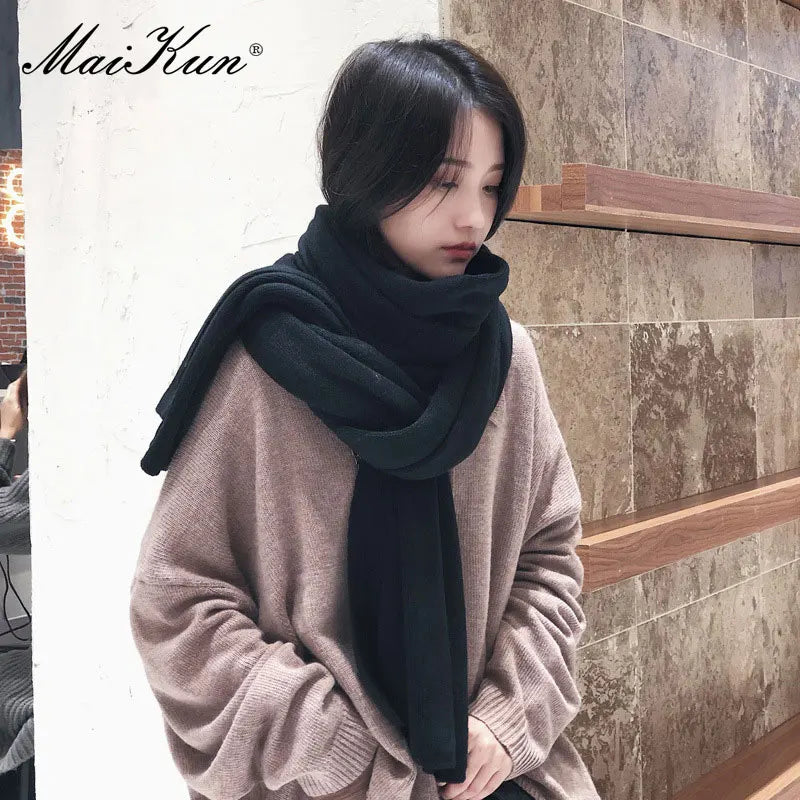 Maikun Thick Warm Scarf For Women Pure Color