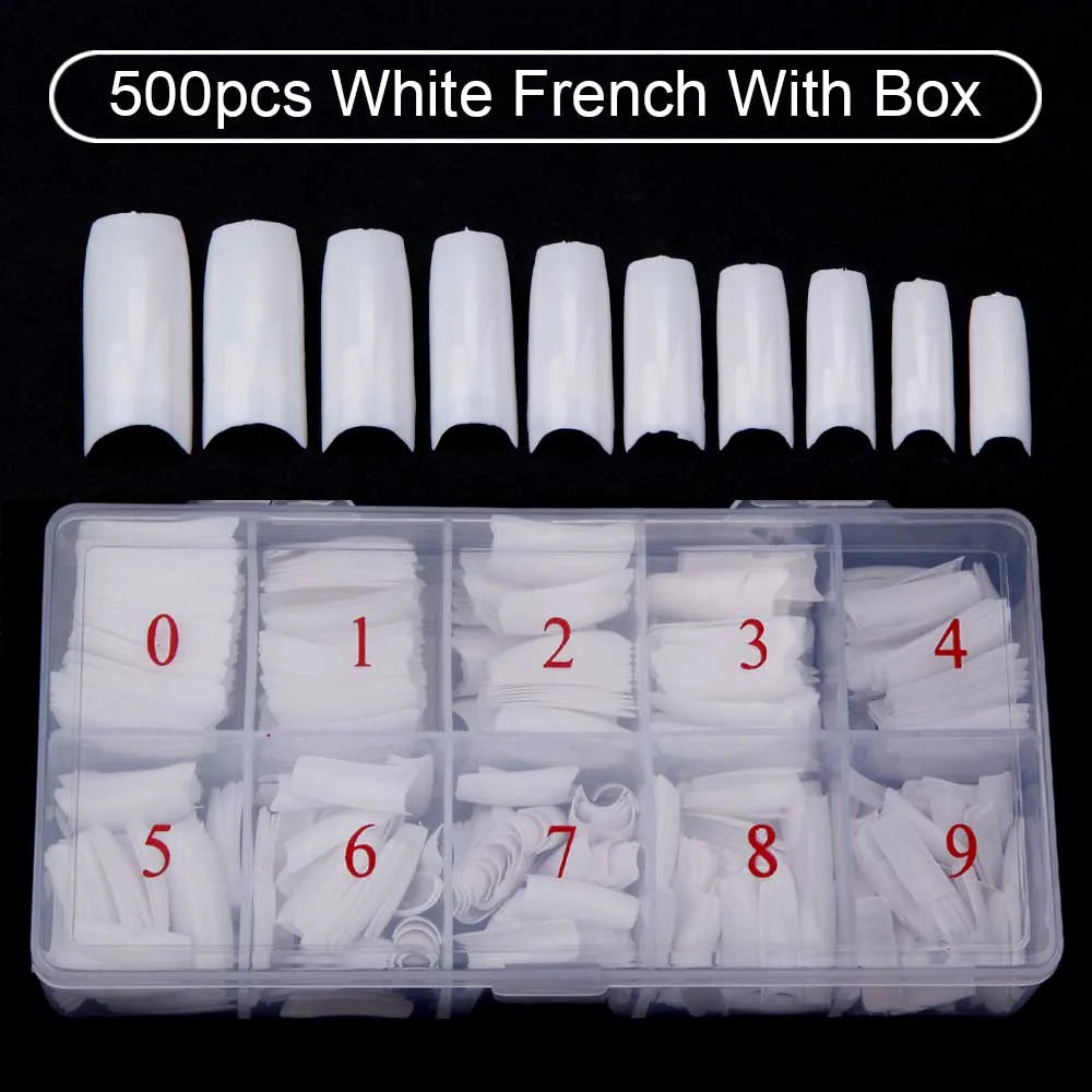 500Pcs/Box False Nails Tips Manicure Kit Nail File