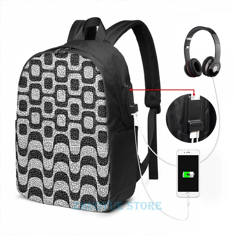 Funny Graphic print Copacabana Ipanema USB Charge Backpack