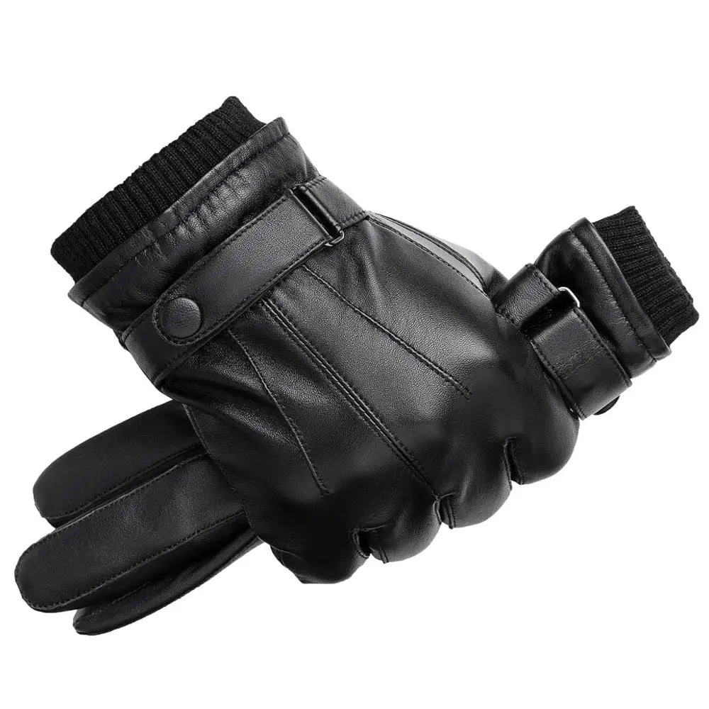 BISON DENIM Men Genuine Sheepskin Leather Gloves Autumn