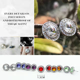 Silver Color Round Stud Earrings Real Crystals from