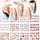 12 Designs Nail Stickers Set Mixed Floral Geometric