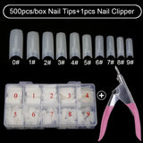 500Pcs/Box False Nails Tips Manicure Kit Nail File