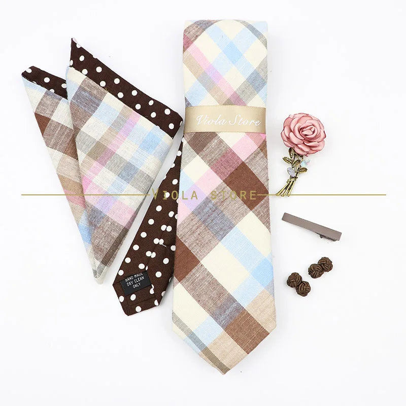 5 PCS Luxury Cotton Patchwork 7cm Tie Set