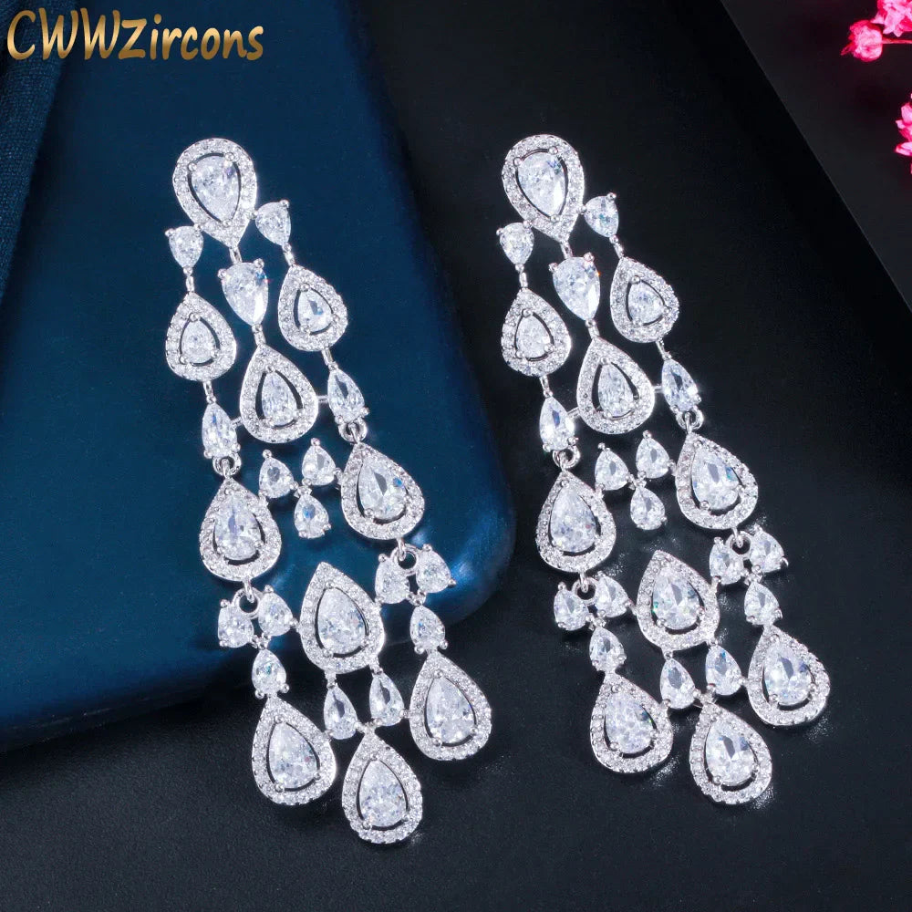 CWWZircons Trendy Clear White Water Drop Cubic Zirconia