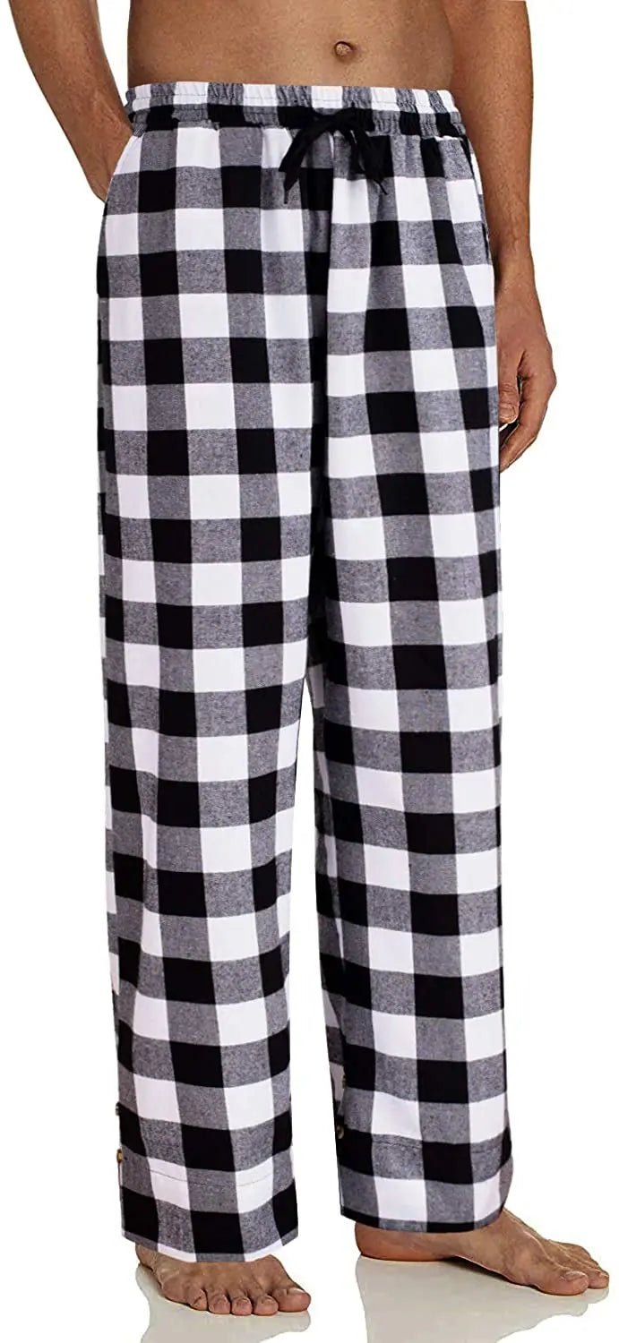 2020 Men’s Casual Cotton Pajama Pants – Soft Plaid Sleepwear