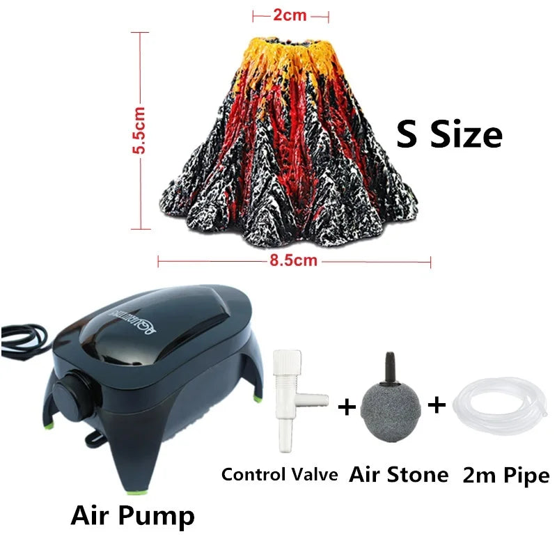 Volcano Stone Aquarium Decoration Fish Tank Bubble Volcano