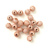 20pcs 6mm Cubic Zirconia Paved Brass Ball Spacer