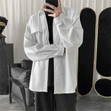 Striped Shirt Jacket Men Women Hong Kong Style