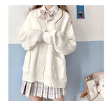 Japan School Sweater Spring Autumn Vneck Cotton Knitted