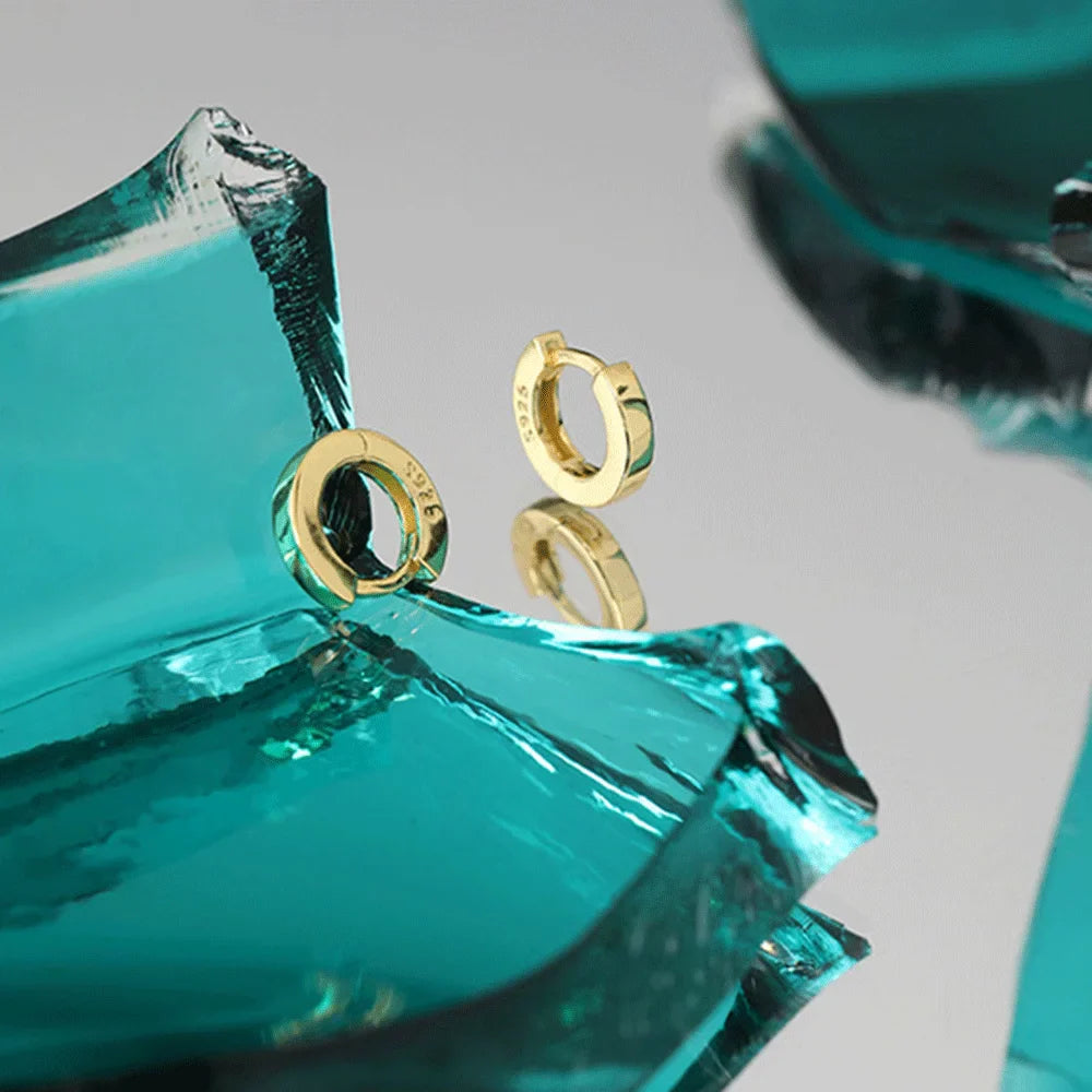 ANDYWEN 925 Sterling Silver Gold Plain 5mm 6mm