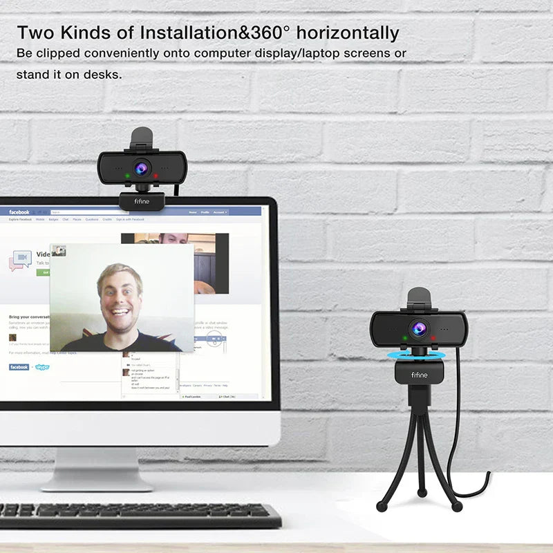 FIFINE 1440p Full HD PC Webcam with Microphone,