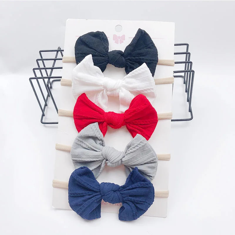 5pcs/Set Bowknot Elastic Hairband Baby Princess Christmas Day