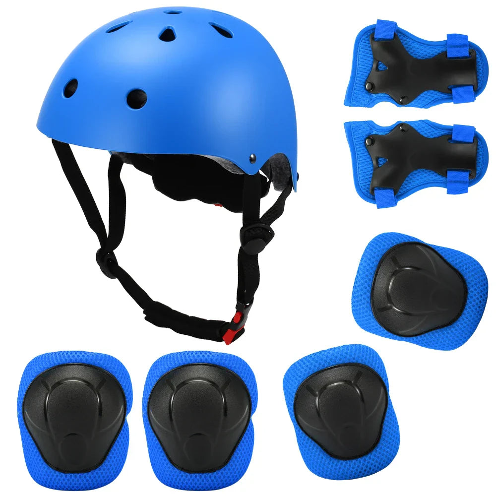 7Pcs Adjustable Pads Wrist Helmet Protector Set Kids