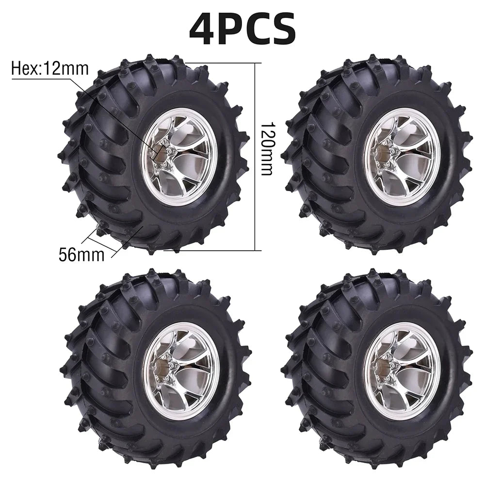 4PCS 12mm Hub 1/10 Tyre Wheel 120mm 125mm