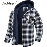 TACVASEN Men's Flannel Shirt Jacket with Removable Hood