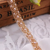2Yards Pearl Beaded Lace Trim Mesh Lace Ribbon