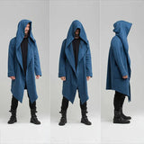 Men's Hooded Cardigan Trench Coat Streetwear Solid Color