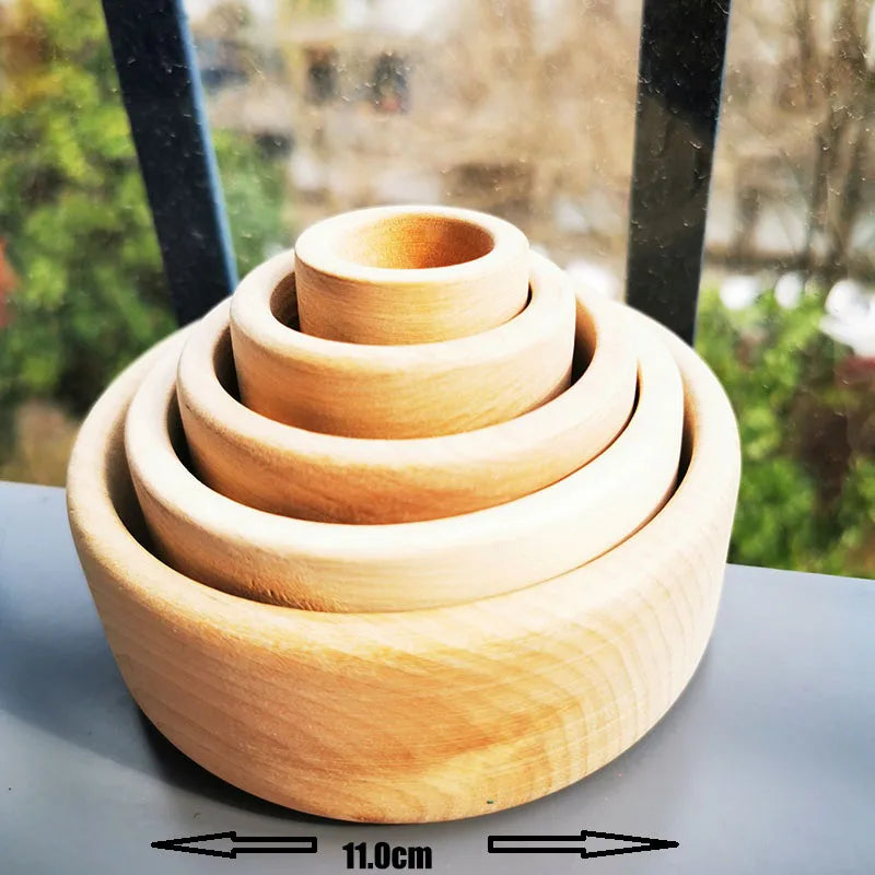 Montessori Wooden Toys Elemental Rainbow Stacking Blocks /Unpaint