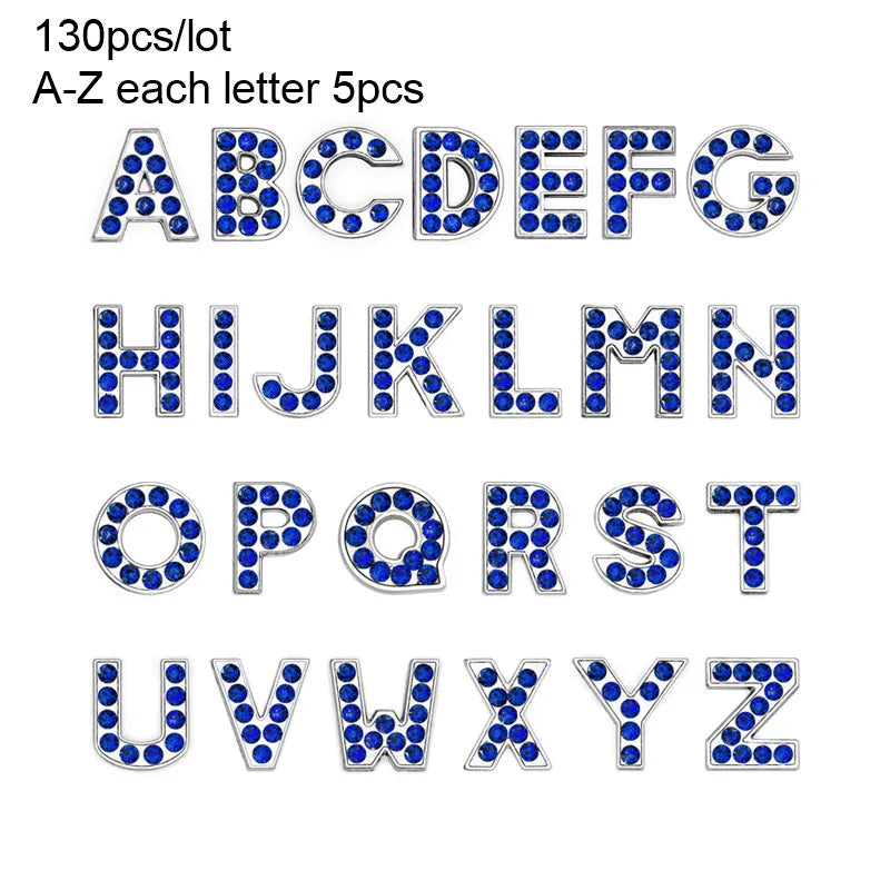 Wholesale 130pcslot 8mm AZ Rhinestone Sliders Letters Slide