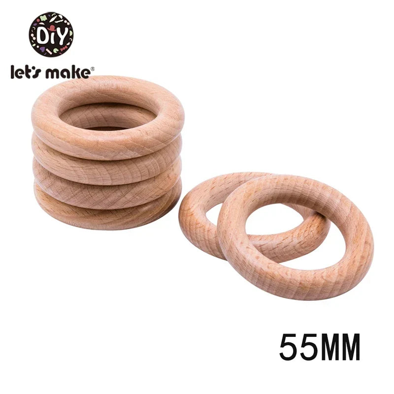 Let's Make Natural Wood Teething Ring All Size