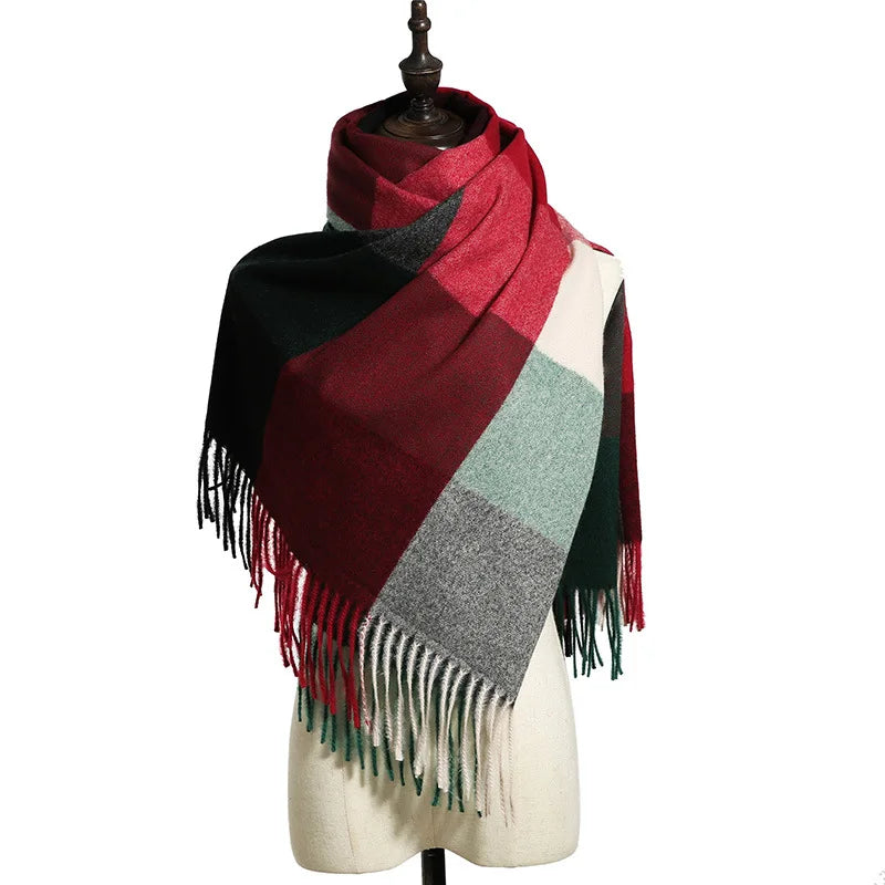 2023 Luxury Brand cashmere women plaid scarf winter