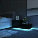 Modern Luxury LED Light Nightstand w/2 Drawers Organizer