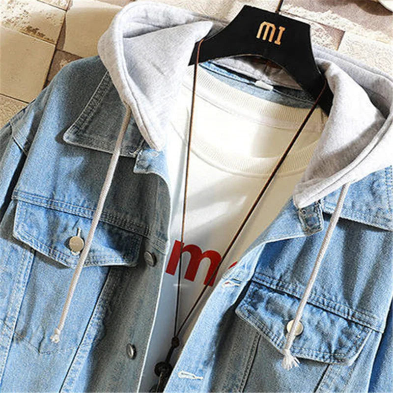 Denim Jacket Men Hooded Casual Men Jean Jackets