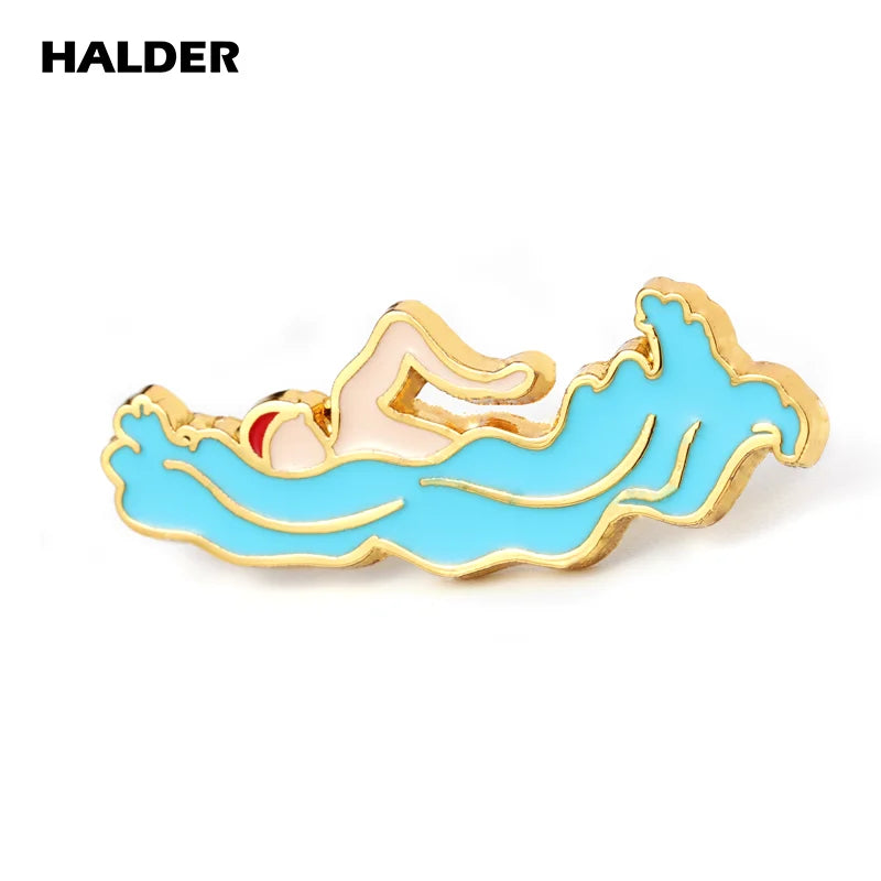HALDER Swimming Pin Athletes Enamel Brooches Sports Games