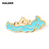HALDER Swimming Pin Athletes Enamel Brooches Sports Games