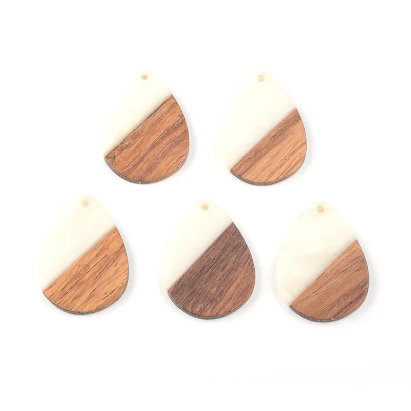 10PCS Water Drop Earrings Accessories Natural Wood &