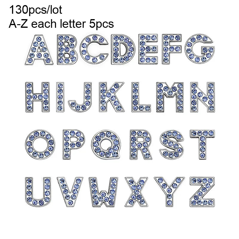 Wholesale 130pcslot 8mm AZ Rhinestone Sliders Letters Slide