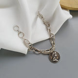 Evimi 925 Silver Color Portrait Coin Bracelet For
