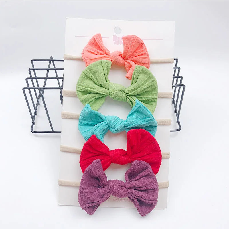 5pcs/Set Bowknot Elastic Hairband Baby Princess Christmas Day